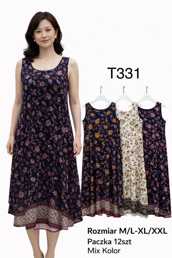 Sukienki damskie Roz M-2XL, Mix Kolor .Paczka 12 szt